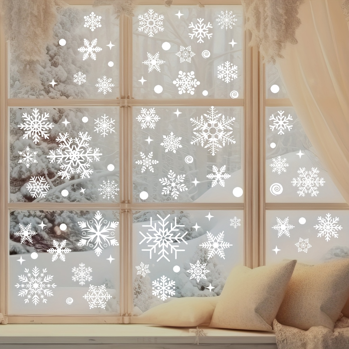 Snowflake Window Decal - 4 fogli di adesivi natalizi per