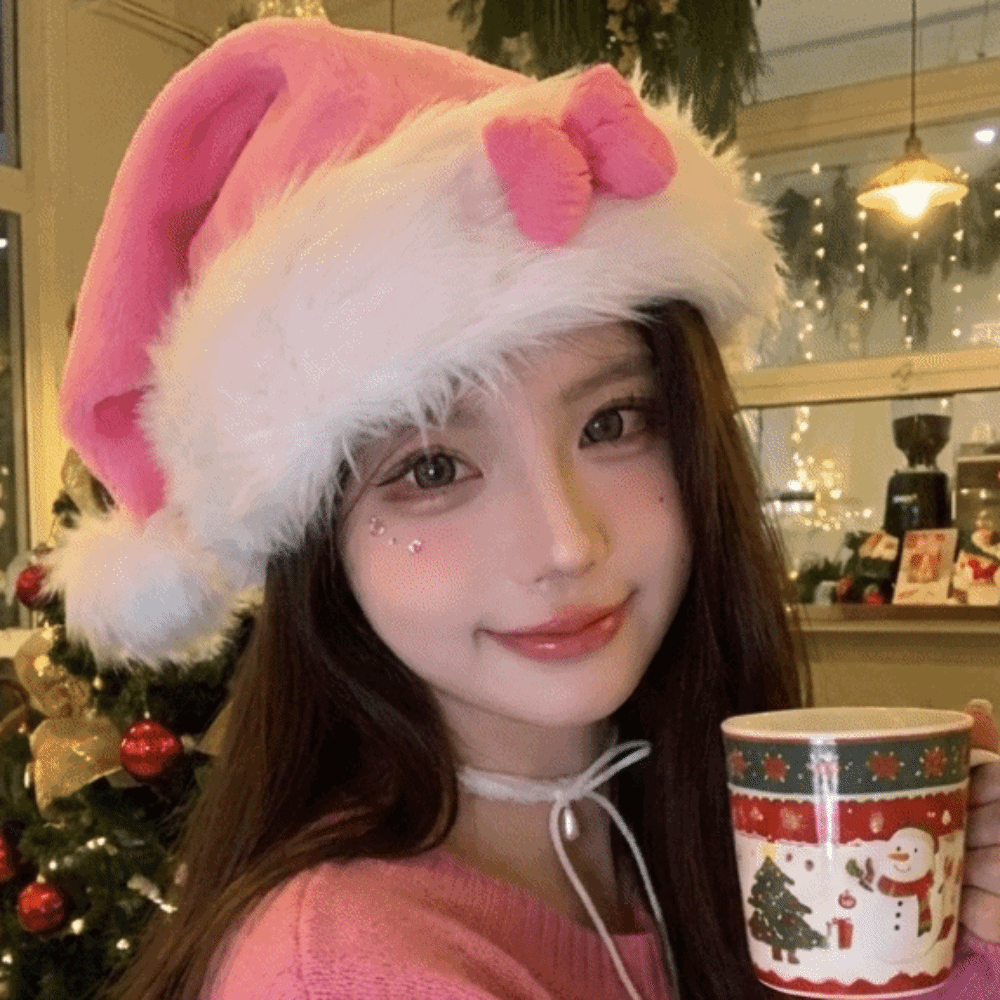 Santa Hat Plush - Cappello di Babbo Natale Rosa con