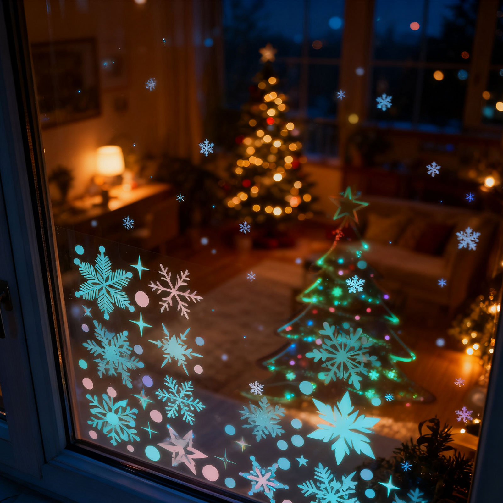 Snowflake Window Decal - 3 Fogli di Adesivi Natalizi a