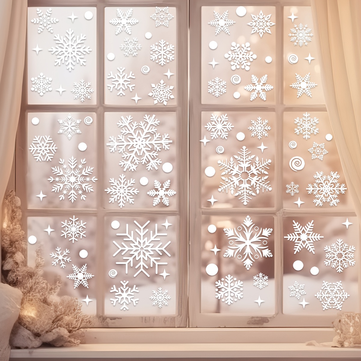 4 fogli di adesivi natalizi pe - Snowflake Window Decal recensione e prezzo